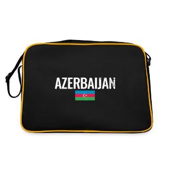 Azerbaijan Vintage Aserbaidschanische Flagge - Retro Tasche - Schwarz/Gold - Hinten