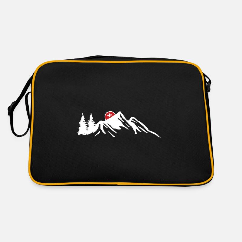 Schweiz Schweizerdeutsch Schweizer Berge - Retro Tasche - Schwarz/Gold
