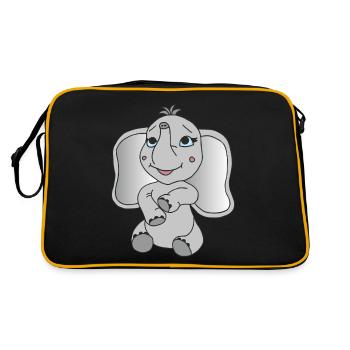 Kleiner süßer Elefant - Retro Tasche - Schwarz/Gold - Hinten