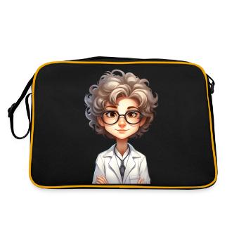 Portrait einer jungen Frau im Cartoon Stil - Retro Tasche - Schwarz/Gold - Hinten