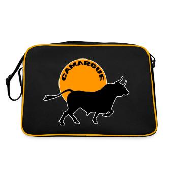Taureau de Camargue coucher de soleil - Sac Retro - noir/or - Dos