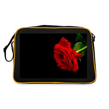 red rose on a black Valentine's Day background - Retro Bag - black/gold - Back