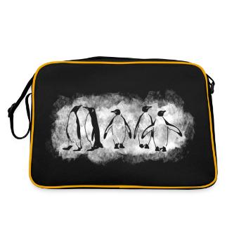 Pinguine im Eis - Retro Tasche - Schwarz/Gold - Hinten