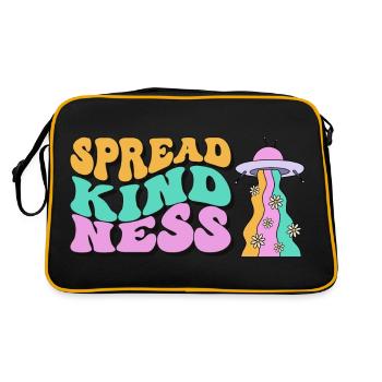 Spread Kindness Script with Colorful UFO Rainbow - Retro Bag - black/gold - Back