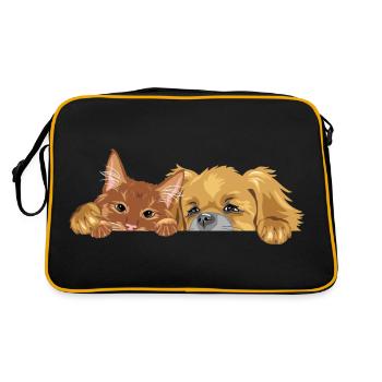 Chat roux et chien pékinois - Sac Retro - noir/or - Dos