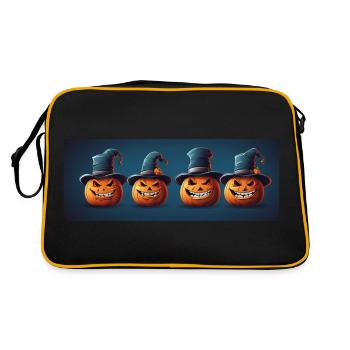 Four funny Halloween pumpkins with top hat - Retro Bag - black/gold - Back