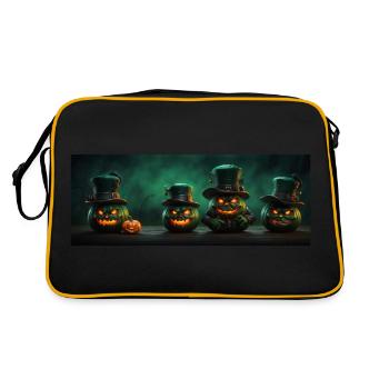 Four funny Halloween pumpkins with top hat - Retro Bag - black/gold - Back