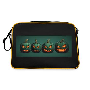 Four funny Halloween pumpkins with top hat - Retro Bag - black/gold - Back