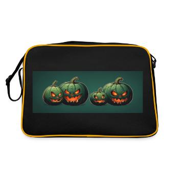 Four funny Halloween pumpkins with top hat - Retro Bag - black/gold - Back