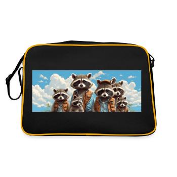 Funny raccoon family friendly raccoons - Retro Bag - black/gold - Back