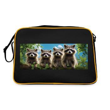 Funny raccoon family friendly raccoons - Retro Bag - black/gold - Back