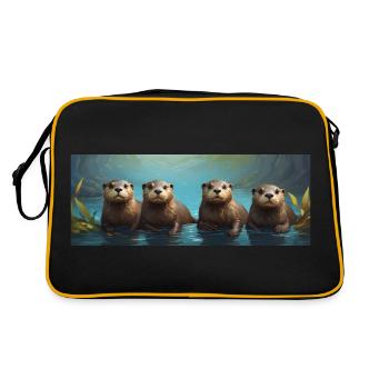 Otter family Otter family Otter gang in the water - Retro Bag - black/gold - Back