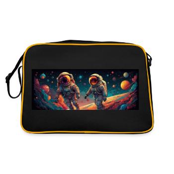 Spaceman astronauts in space - Retro Bag - black/gold - Back