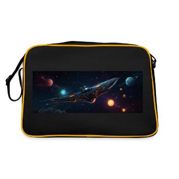 Spaceship in the vastness of space - Retro Bag - black/gold - Back