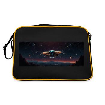 Spaceship in the vastness of space - Retro Bag - black/gold - Back
