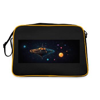 Spaceship in the vastness of space - Retro Bag - black/gold - Back
