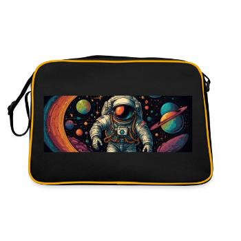 Astronaute sur la route dans l’espace avec des planètes - Sac Retro - noir/or - Dos