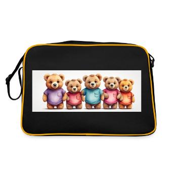 Colorful Row Teddy Bears Funny Teddy Bear Series - Retro Bag - black/gold - Back