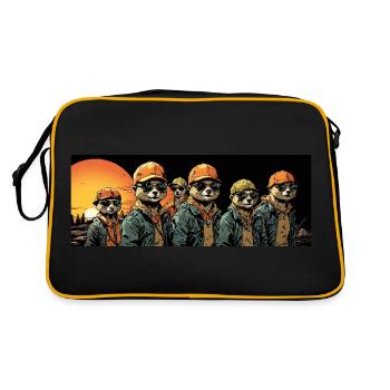 coole Erdmännchen mit Basecap und Sonnenbrille - Retro Tasche - Schwarz/Gold - Hinten