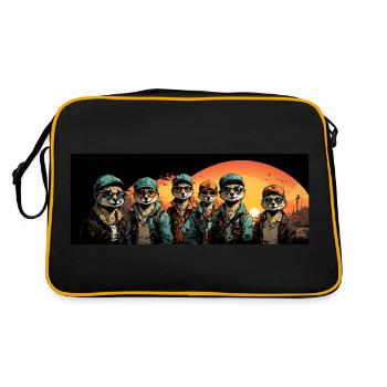 coole Erdmännchen mit Basecap und Sonnenbrille - Retro Tasche - Schwarz/Gold - Hinten