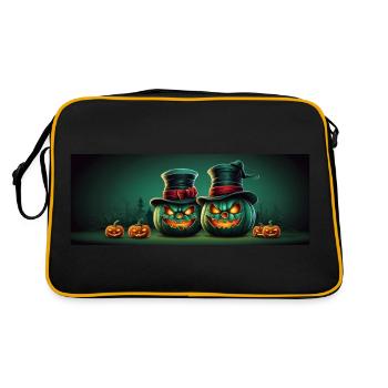 Citrouilles d’Halloween souriantes avec chapeau haut de forme - Sac Retro - noir/or - Dos