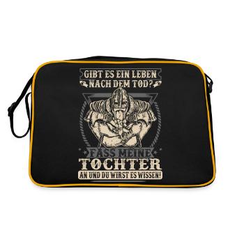 Meine Tochter - Retro Tasche - Schwarz/Gold - Hinten