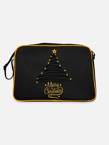 logo fir tree christmas tree fir starry happy - Retro Bag - black/gold - Back