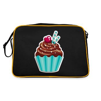 Cupcake - Muffin - Donut - Eis - Schokolade - DD - Retro Tasche - Schwarz/Gold - Hinten
