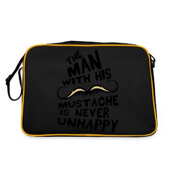 mustache man mustache unhappy quote - Retro Bag - black/gold - Back