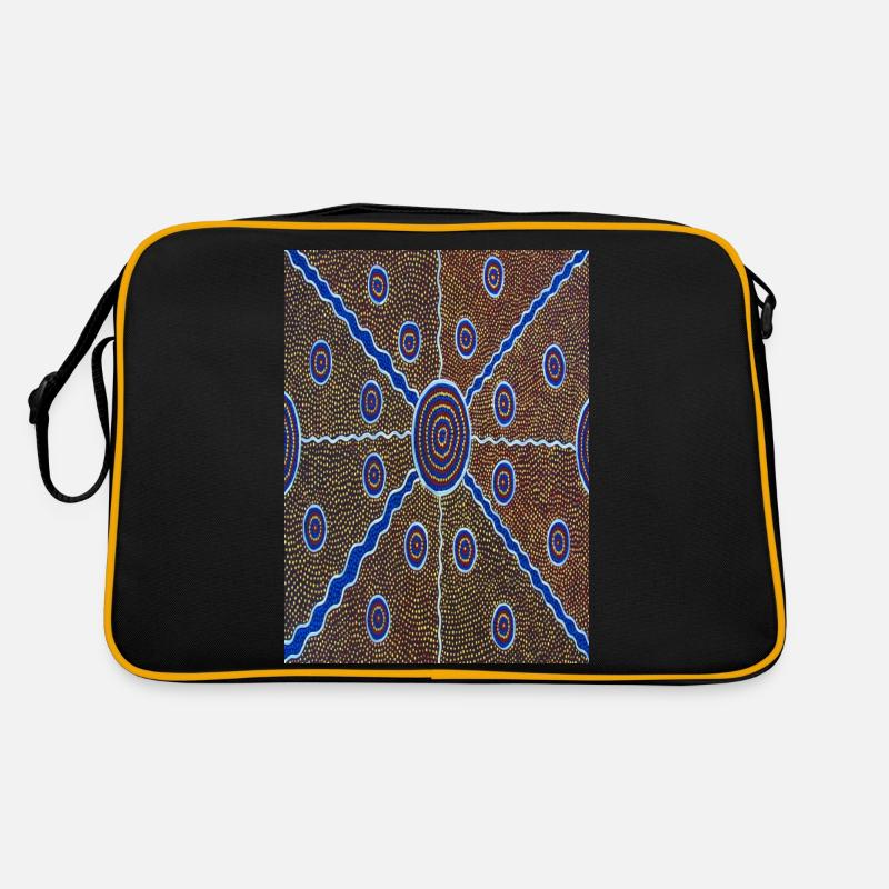Kunst der australischen Aborigines - Retro Tasche - Schwarz/Gold