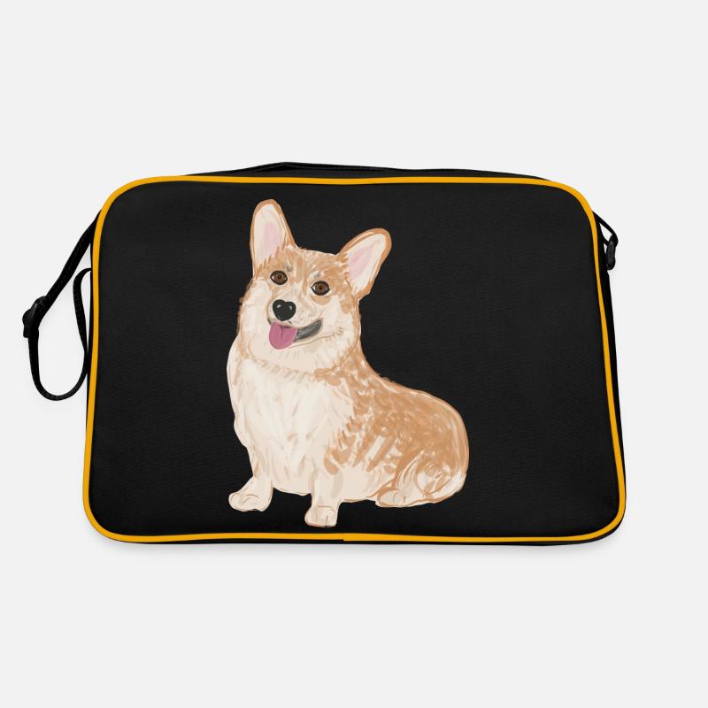 Corgi assis - Sac Retro - noir/or