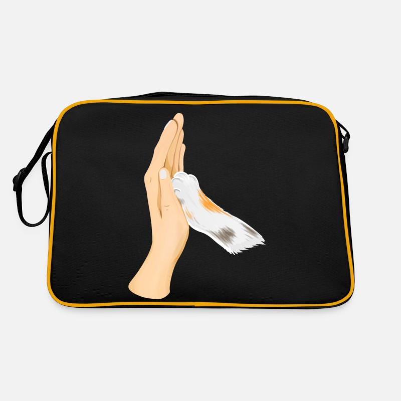High Five with Cat White Hand Retro Bag