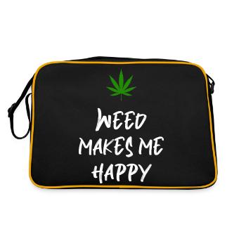 weed makes me happy cannabis marijuana - Retro Bag - black/gold - Back