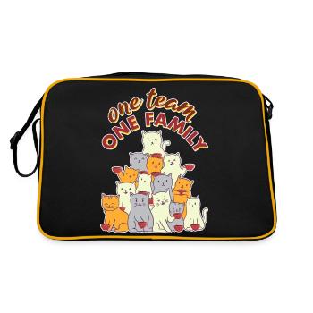 team family cat coffee work colleagues party - Retro Bag - black/gold - Back