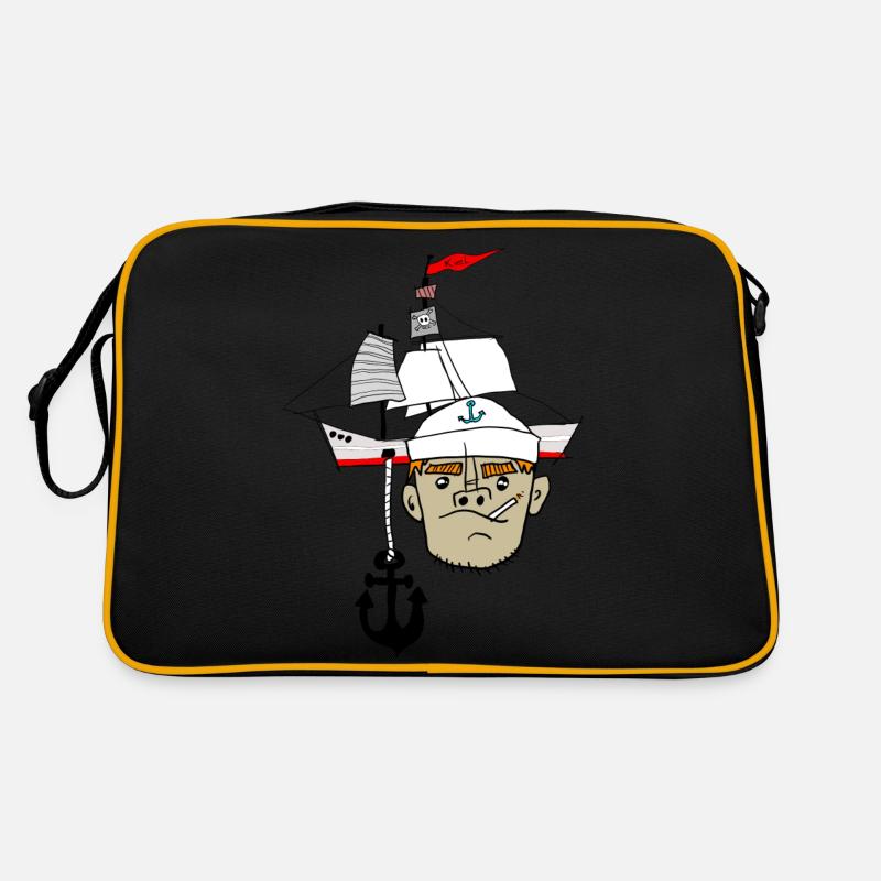 Matrose Anker Schiff - Retro Tasche - Schwarz/Gold