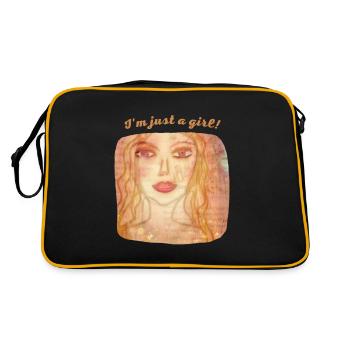 Ich bin nur ein Mädchen! - Retro Tasche - Schwarz/Gold - Hinten