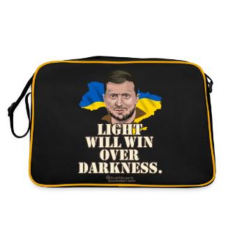 Zelensky T-Shirt Design Quote Light Darkness - Retro Bag - black/gold - Back
