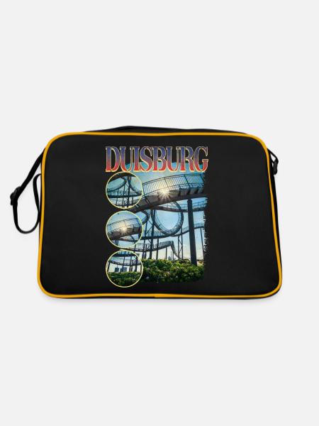 Duisburg Germany City Skyline Home Love - Retro Bag - black/gold - Back