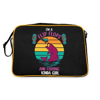 Ich bin ein Flip Flop und Fischer Mädchen - Retro Tasche - Schwarz/Gold - Hinten
