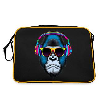 Eye-catcher gorilla with headphones and sunglasses - Retro Bag - black/gold - Back