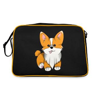 1 1 Corgi Blank - Retro Tasche - Schwarz/Gold - Hinten
