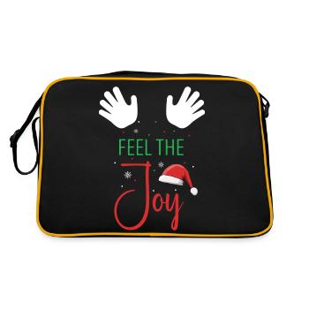 Feel The Joy Funny Christmas Couples T-Shirt - Retro Bag - black/gold - Back