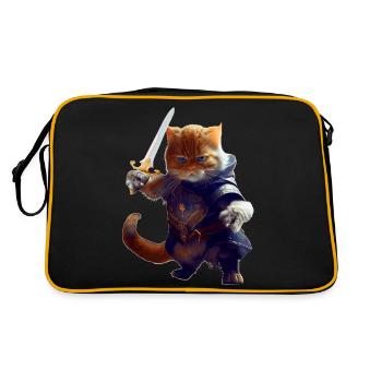 Chat en tant que chevalier avec une épée en tant que combattant courageux - Sac Retro - noir/or - Dos