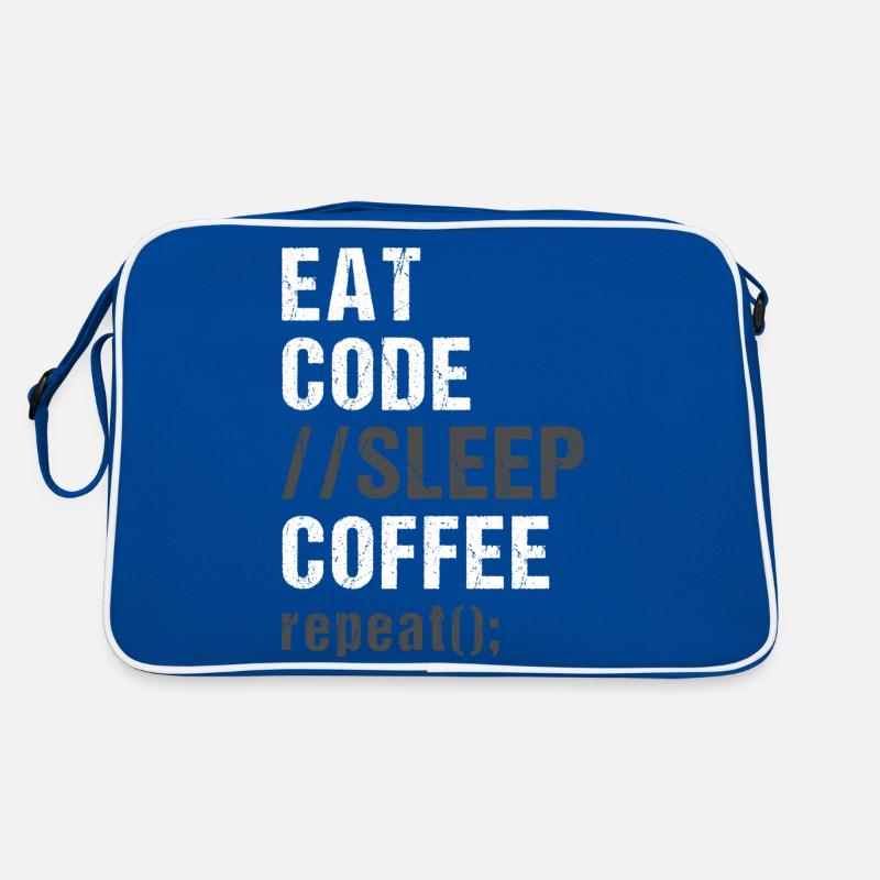 Essen Code Schlaf Kaffee Wiederholen Retro Tasche