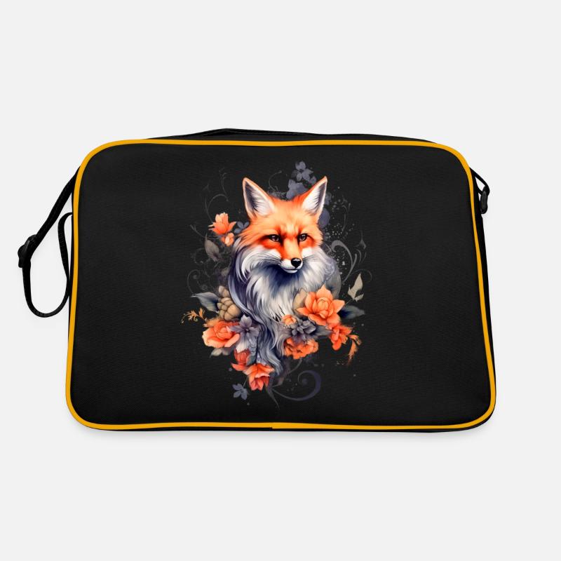 Fuchs und Blumen Retro Tasche