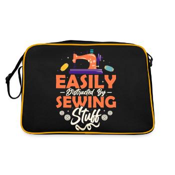 Easily Distracted By Sewing Stuff Sewing Maschine - Retro Tasche - Schwarz/Gold - Hinten