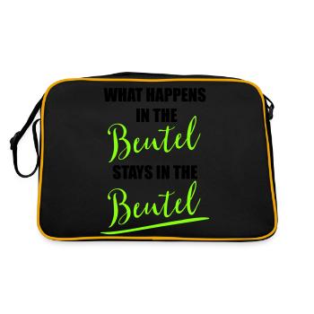 what happens in the Beutel stays in the Beutel - Retro Tasche - Schwarz/Gold - Hinten