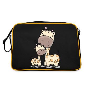 Giraffe with baby giraffe - Retro Bag - black/gold - Back