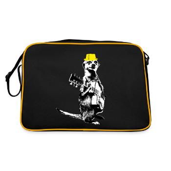 Suricate Guitariste Blanc BG Chapeau Jaune - Sac Retro - noir/or - Dos