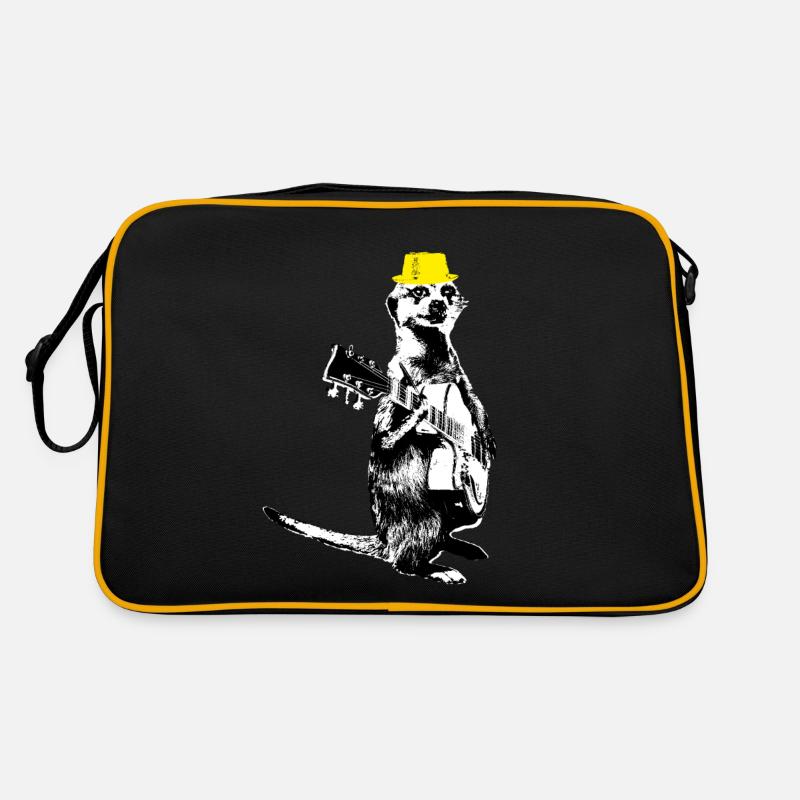 Meerkat Guitarplayer White BG Yellow Hat Retro Tasche
